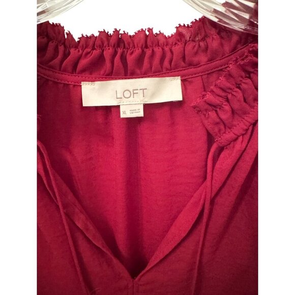 Loft red long sleeve blouse size xl - Picture 2 of 3